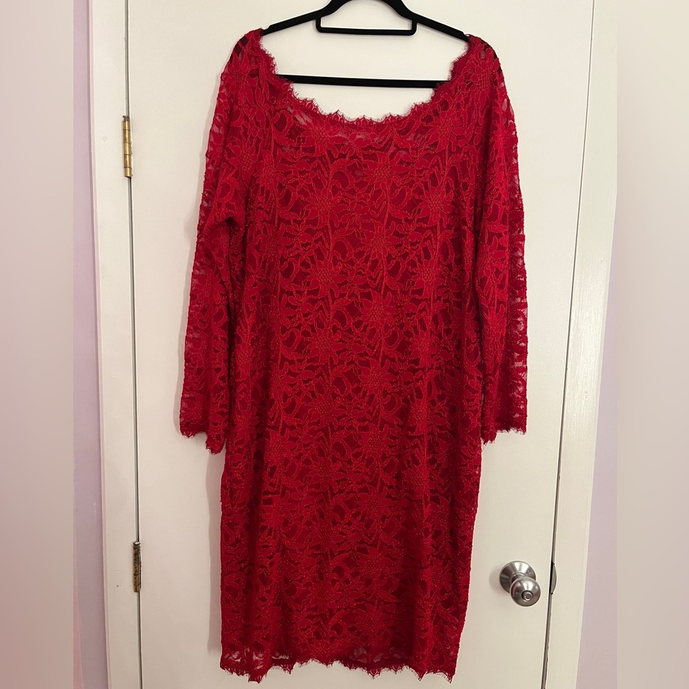 Red Lace Long Sleeve Dress